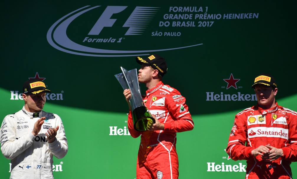 Bottas, Vettel e Raikkonen. Afp